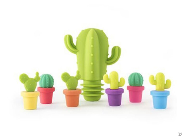 New Style Eco Friendly Cactus Shaped Silicone Bottle Stoppers Cork Beer Cap