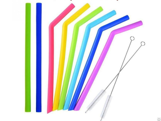 Food Grade Eco Friendly Straight Bend Silicone Drinkware Straw