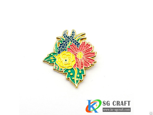 China Manufacturers Custom Flower Metal Hard Enamel Pin