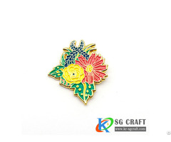 China Manufacturers Custom Flower Metal Hard Enamel Pin