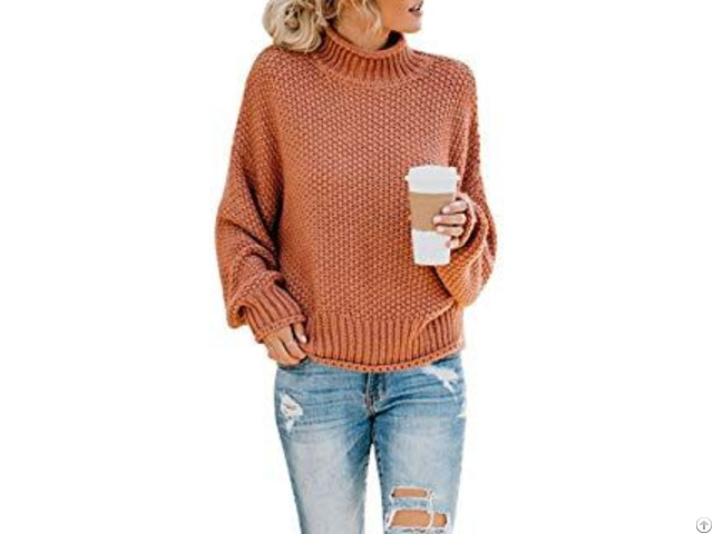 Womens Turtleneck Oversized Sweaters Batwing Long Sleeve Pullover Loose Chunky Knit Jumper