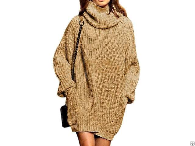 Sweater Dress For Women Turtleneck Cashmere Knit Oversized Pullover Baggy Tops