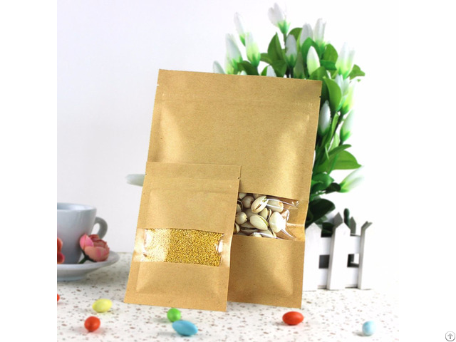 400g Capacity Kraft Paper Standup Bag With A Clear Square Window