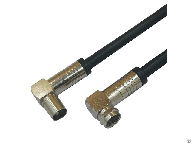 75ohm Right Angle F Male To Pal Rf Cable Assembly Rg6