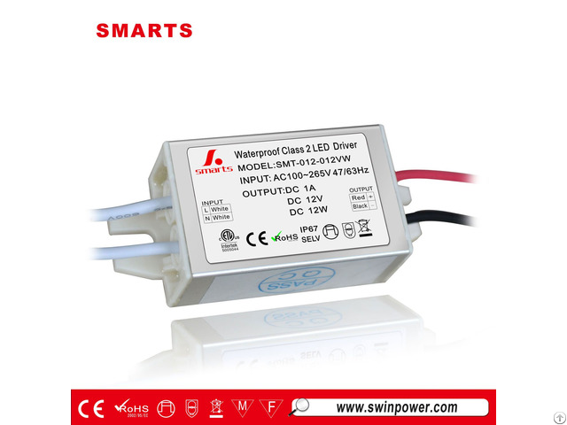 Slimline Ip66 Ip67 Constant Voltage Led Driver 12v Dc 12w