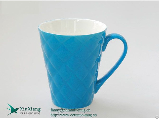 Blue Grain Color Glazed Ceramic Coffee Mugs China