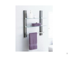 Two Tier Glass Shelf With Towel Bar