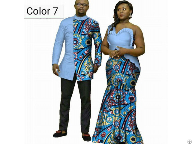 African Couple Cotton Clothing Wax Printing Women Dress And Men S Shirt