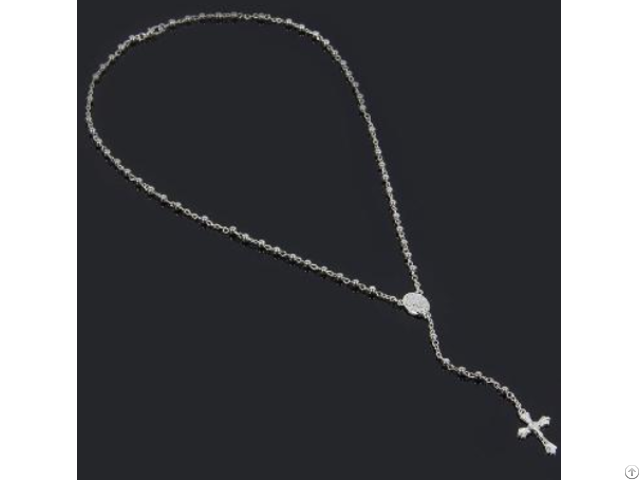 4mm Plastic Cross Rosary Christian Necklace Cr420