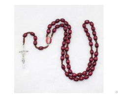 Knotted Wooden Bead Rosary Cr199