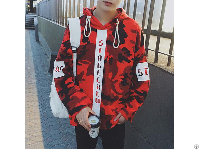 Custom Camo Printed Mens Pullover Streetwear Hoodies