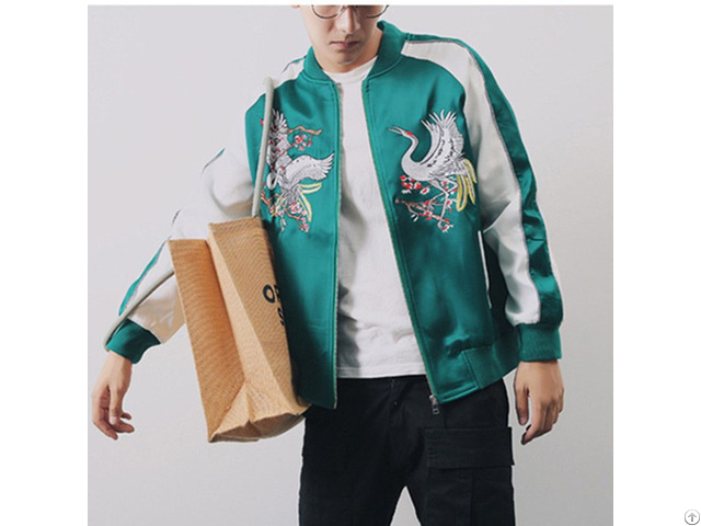 Custom Logo Embroidered Bomber Jacket Men