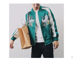 Custom Logo Embroidered Bomber Jacket Men