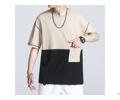 Custom Color Block Two Tone Screen Print Pocket T Shirt