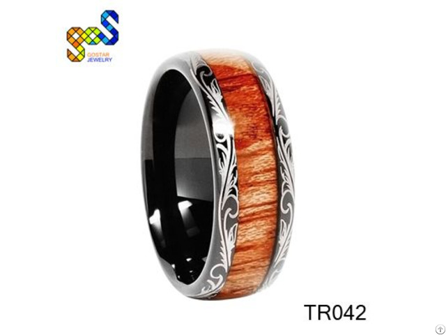 Koa Wood Jewelry Design Unique Fashion Tungsten Carbide Ring