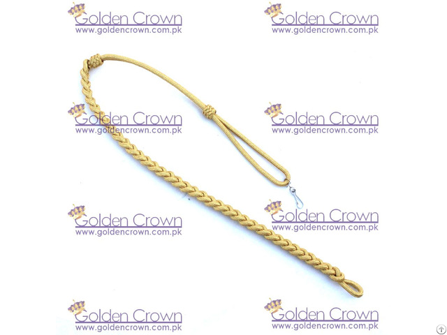 Military Whistle Lanyard Gold Mylar