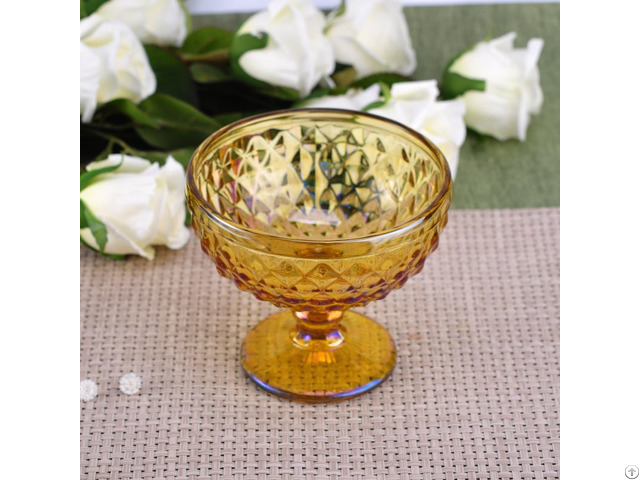 Amber Ion Plating Stemmed Glass Candle Holder