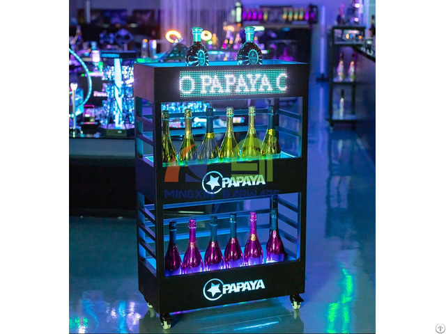 Led Three Layers Champagne Cabinet Display