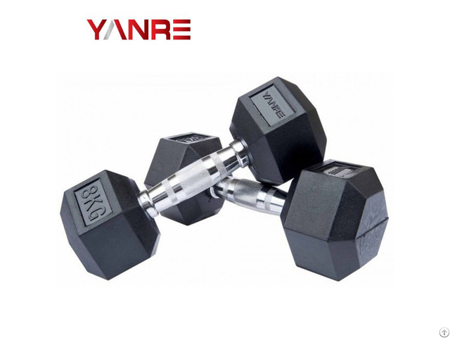 Wholesale Gym Weights Fitness Equipment Accessories Crossfit Rubber Coated Hex Dumbbell