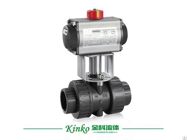 Upvc Plastic Double Union Pneumatic Ball Valve