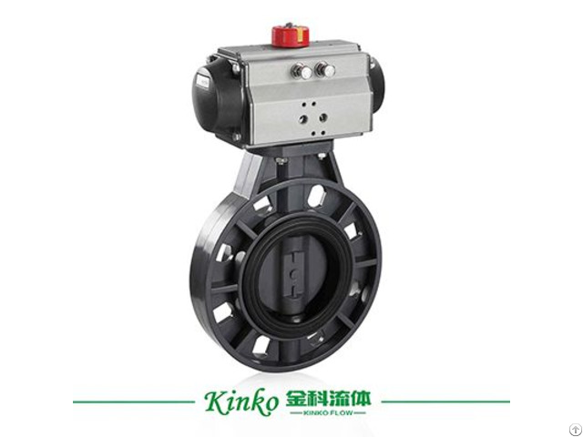 Upvc Plastic Pneumatic Wafer Butterfly Valve With Actuator Control