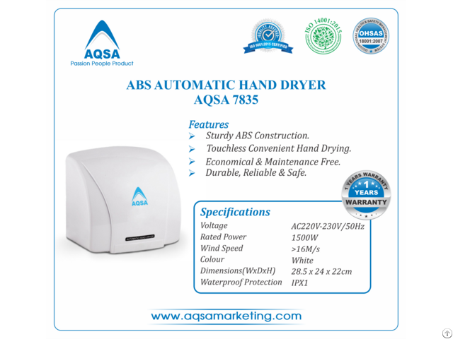 Abs Automatic Hand Dryer Aqsa 7835