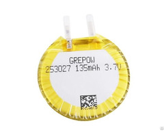 Grepow 135mah 3 7v Round Shaped Lipo Battery 2530027