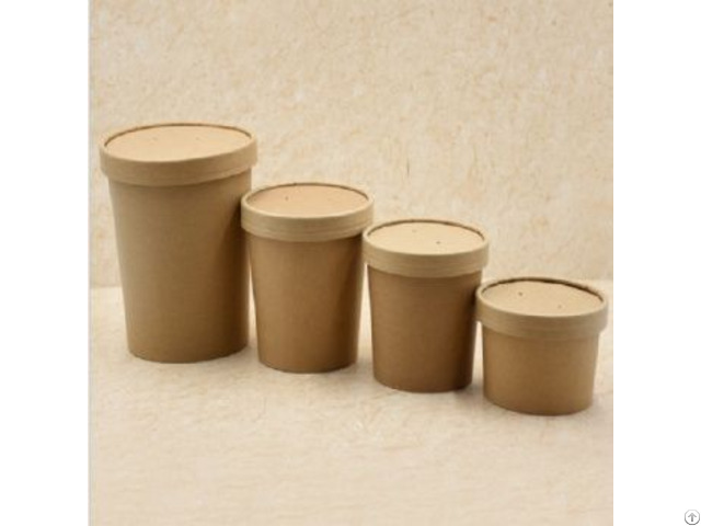 Kraft Soup Paper Cup With Lid