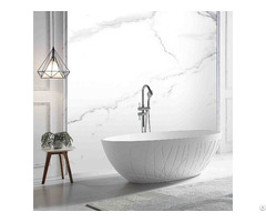 Freestanding Solid Surface Bathtub Mineral Cast Artificial Stone Matt White Oval Bath Tubs