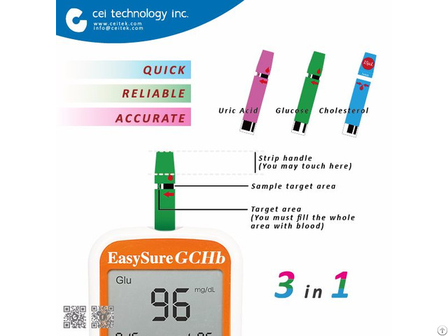 Diabetes Blood Test Sensor Glucose Cholesterol Hemoglobin Meter