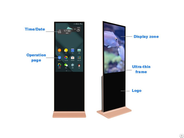 Network Ultra Slim Floor Stand Lcd Digital Signage For Advertising Screen