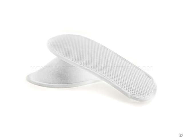 White Fleece Close Toe Hotel Slippers