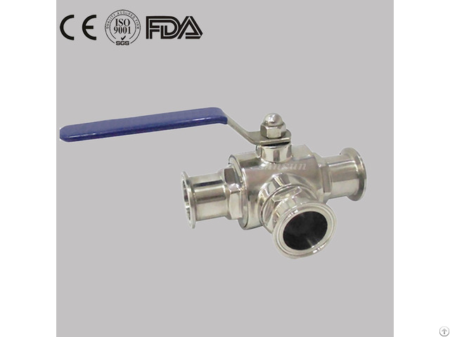 Sanitary Stainless Steel 3 Way Tri Clamp Manual Ball Valve