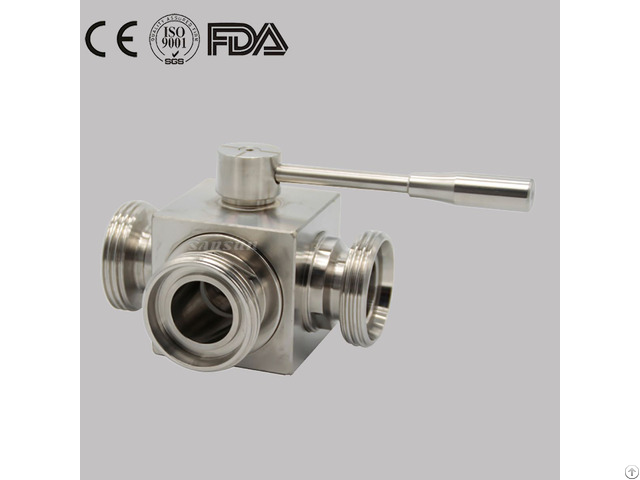 Sanitery Stainless Steel Food Grade Hygienic Manual Three Way Threaded Ball Valve