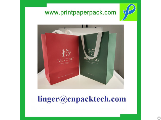 Cusotm Satin Rope Twisted Handle Christmas Paper Bag For Festival Present Gift