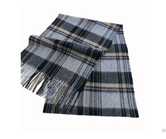 Mens Grey Cashmere Scarf Plaid