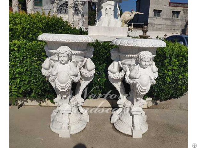 Marble Flowerpot With Children Statues