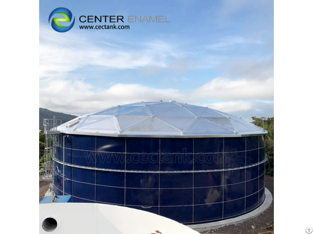 Large Glass Fused To Steel Tank With Enamel Roof Double Membrane In Bio Energy