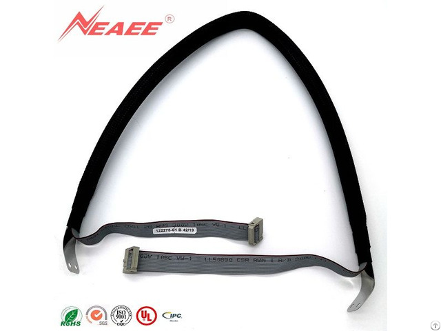 Medical Device Transmission 122275 01 Flat Cable With 14p Connector, Pitch 2 54mm And Steel Plate