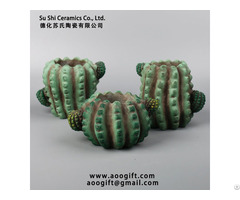 Cement Cactus Garden Ornament Flower Pot