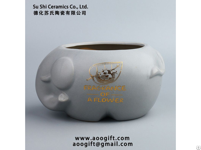 Ceramic Elephant Matte Light Luxury Style Flower Pot