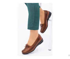 Women Leather Shoes Tan Color