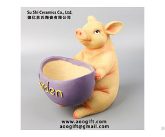 Resin Material Cartoon Pig Flower Pot Chinese Supplier