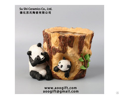 Resin Material Cartoon Panda Flower Pot Chinese Supplier