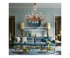 Large Villa Hotel Lobby Chandelier Classic French Solid Brass K9 Crystal Raindrop