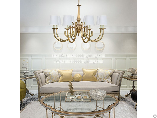 Brushed Brass Pendant Lamp Mid Century Modern Chandelier Lighting Gold