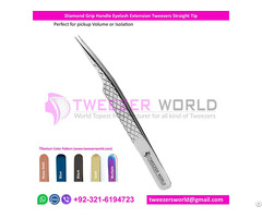 Diamond Grip Handle Eyelash Extension Tweezers Straight Needle Nose Tip