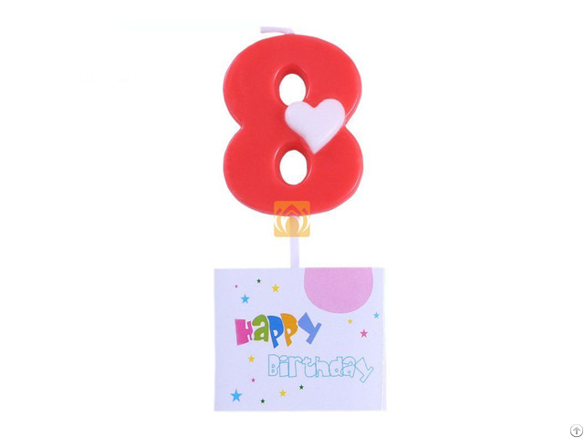 Wholesale Unique Love Heart Printed Birthday Numbers Candles 0 9 For Baby Children Adults