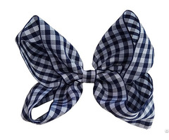 Plaid Ribbon Hair Bow On Clip For School Girls