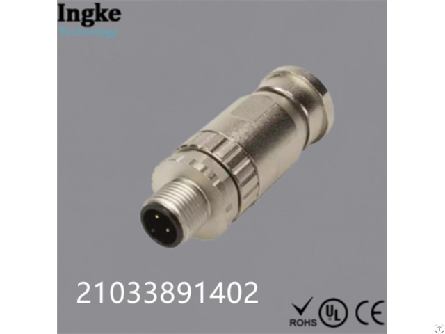 Alternative Of Harting 21033891402 4 Position M12 Circular Connector Ip67 Male Sensor Plug Screw